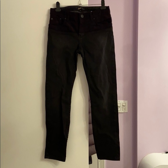 Maje Denim - Maje H15 Pomo Black Faux Suede Yoke Skinny Jeans